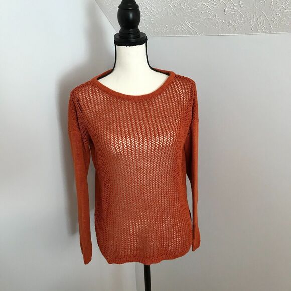 Sundance Sweaters - Sundance Kia Orange Open Knit Loose Weave Pullover Sweater - Size Medium